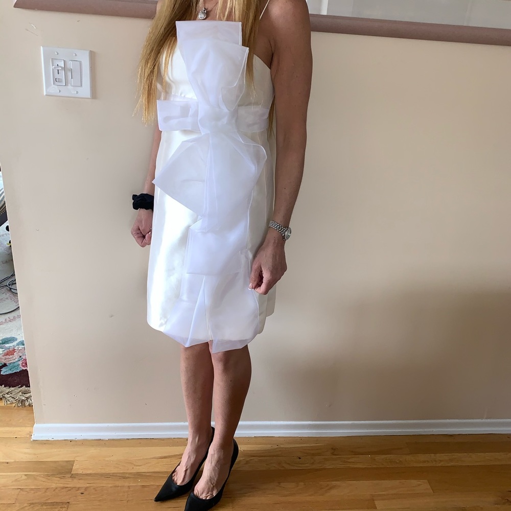 Dolce & Gabbana Ivory Silk Bow Tie Dress - Picture 2 of 5